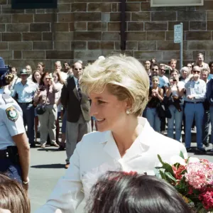 Diana, Princess of Wales arrives at the The Sacred Heart Hospice in Sydney, Australia