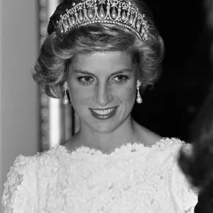 Diana, Princess of Wales at the British Ambassadors Residence during an official