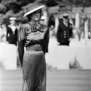 Diana, Princess of Wales at a ceremony for the British soldiers who died at Anzio