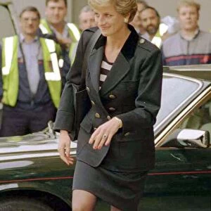 Diana, Princess of Wales at Heathrow airport for her flight to New York