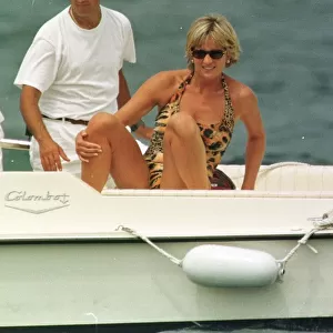 Diana, Princess of Wales on holiday in St Tropez in the South of France as the guest of