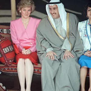 Diana, Princess of Wales, at the Islamic Museum in Kuwait City during her official tour