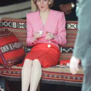 Print of Diana, Princess of Wales in Catherine Walker suit at the Islamic Museum
