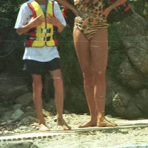 Diana, Princess of Wales in leopard print swimsuit, Print