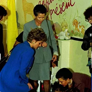 Diana Princess of Wales visits the Enfant Present Creche in Paris during her one day