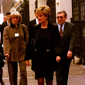 Diana, Princess of Wales, wearing a black jacket and skirt