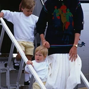 Diana, Princess of Wales, with her young sons Prince William
