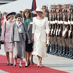 Diana, Princess of Wales with Zsuzsanna Gonter, the wife of the Hungarian President