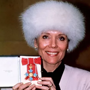 Diana Rigg Actress at the investitures at Buckingham Palace March 1988
