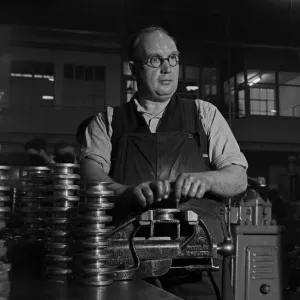 Diesel engines being assembled at the Perkins factory in Peterborough. 10th November 1949