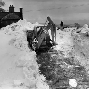 Digger Clears Road, Pentre Meyrick to Llantwit Major Print 1978 Digger Clears Road, Pentre Meyrick to Llantwit Major Print 1978