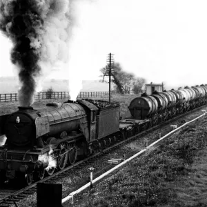 One of the diminishing number of steam engines still operating is seen hauling a freight One of the diminishing number of steam engines still operating is seen hauling a freight