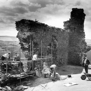 Dinas Bran Castle, a medieval castle standing high on a hill above the town of Llangollen