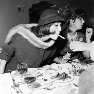 Dior models, pictured at reception, Westbury Hotel, London, 11th November 1958 Dior models, pictured at reception, Westbury Hotel, London, 11th November 1958