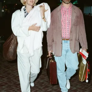 Steven Spielberg with Kate Capshaw and Sasha Rebecca, 11th July 1990 Print Steven Spielberg with Kate Capshaw and Sasha Rebecca, 11th July 1990 Print