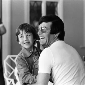 Disc Jockey Tony Blackburn and his son Simon, 8, at Thorpe Park Disc Jockey Tony Blackburn and his son Simon, 8, at Thorpe Park