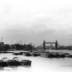 Vintage Print of London's Docks and River Thames