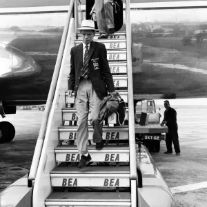 Don Thompson, British athlete, pictured on his return from the Olympic Games Don Thompson, British athlete, pictured on his return from the Olympic Games