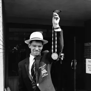 Don Thompson, British athlete, pictured on his return from the Olympic Games Don Thompson, British athlete, pictured on his return from the Olympic Games