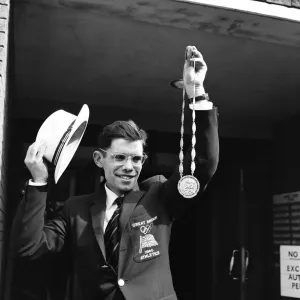 Don Thompson, British athlete, pictured on his return from the Olympic Games Don Thompson, British athlete, pictured on his return from the Olympic Games