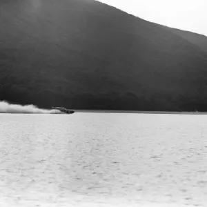 Donald Campbell, takes BlueBird for a run on Coniston Water, 4th November 1958