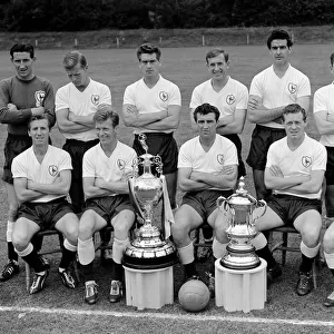 The Double winning Tottenham Hotspur football team pose with the League Championship