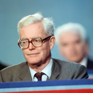 Douglas Hurd Print: Conservative Party Election Manifesto Launch Douglas Hurd Print: Conservative Party Election Manifesto Launch