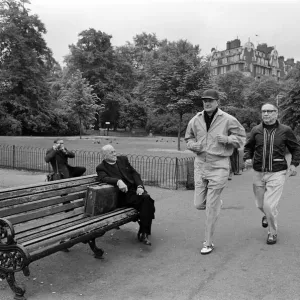 Dr. Billy Graham, who has to keep fit for his London campaign trotted Dr. Billy Graham, who has to keep fit for his London campaign trotted