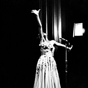 A dramatic moment during the performance by Shirley Bassey at the Capitol Theatre