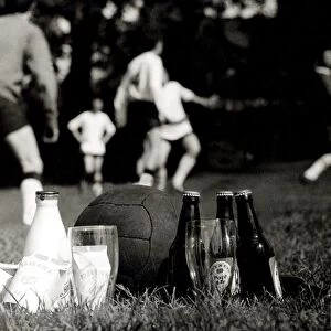 Drinkers beat a teetotal team in Luton. Beer and milk at touchline whilst teams