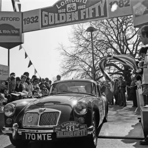 Black and white Print of a 1982 Rally Scene