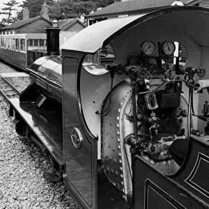 Driver George Staniforth on the footplate of the River Irt at Ravenglass Station on 29th