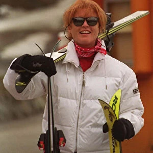 Duchess Of York Sarah Ferguson skiing in Switzerland