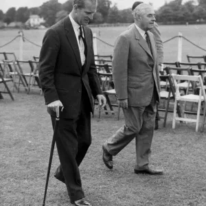 The Duke of Edinburgh at Aldershot polo ground limping after being injured while playing The Duke of Edinburgh at Aldershot polo ground limping after being injured while playing