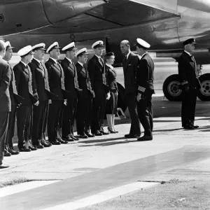 The Duke of Edinburgh at London Airport after returning from his trip round the world The Duke of Edinburgh at London Airport after returning from his trip round the world