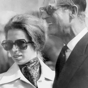 The Duke of Edinburgh pictured with Princess Anne. August 1973 The Duke of Edinburgh pictured with Princess Anne. August 1973
