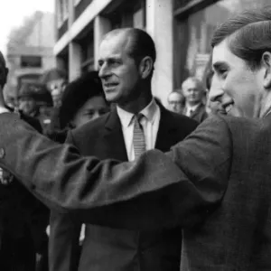 The Duke of Edinburgh. Prince Philip & Prince Charles pictured just after a smoke bomb The Duke of Edinburgh. Prince Philip & Prince Charles pictured just after a smoke bomb