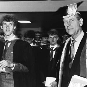 The Duke of Edinburgh. Prince Philip at Salford university to present degrees to students