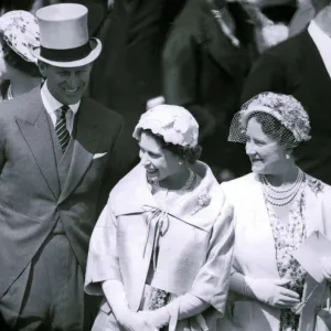 The Duke of Edinburgh, Prince Phillip, The Queen & Queen mother at Epsom racetrack