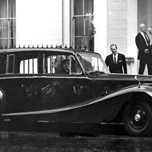 The Duke of Edinburgh. Prince Phillip pictured getting into his Rolls Royce Phantom IV