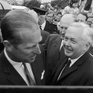 The Duke of Edinburgh seen here chatting with Labour Leader Harold Wilson outside his The Duke of Edinburgh seen here chatting with Labour Leader Harold Wilson outside his