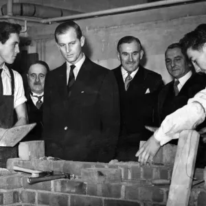 The Duke of Edinburgh at Llandaff Technical College Print 1954