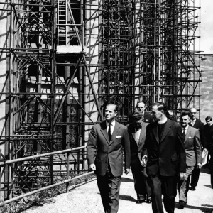 The Duke of Edinburgh walking around Coventry Cathedral with the Provost. 15th July 1960 The Duke of Edinburgh walking around Coventry Cathedral with the Provost. 15th July 1960