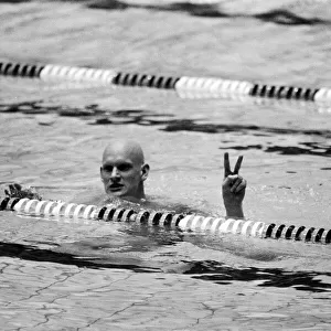 Duncan Goodhew swimmer after winning gold medal in Men