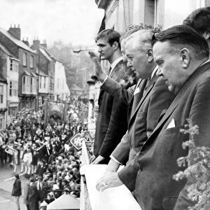 Durham Miners Gala - Ray Gunter (right) and Harold Wilson watch the crowd pass by