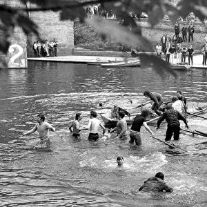 Durham Miners Gala - Revellers in the Wear at Durham after miners gala