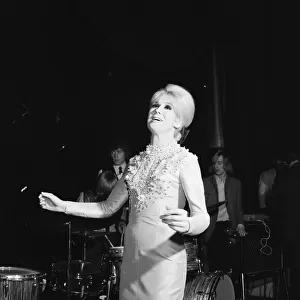 Dusty Springfield, popular English singer, performing at The Gaumont Theatre, Doncaster