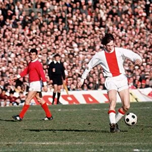 Dutch football star Johan Cruff of Ajax Amsterdam on the ball February 1972