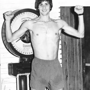 Dutch footballer Johan Cruyff in the dressing room of the Barcelona team after a Training