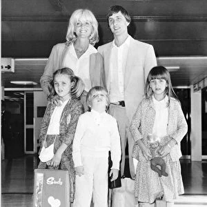 Dutch footballer Johann Cruyff with his wife Danny and their three children on the way to